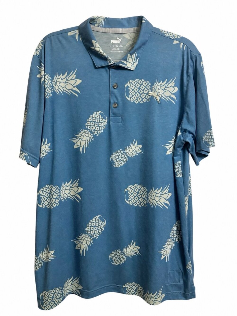 Puma Blue Pineapple Print Polo